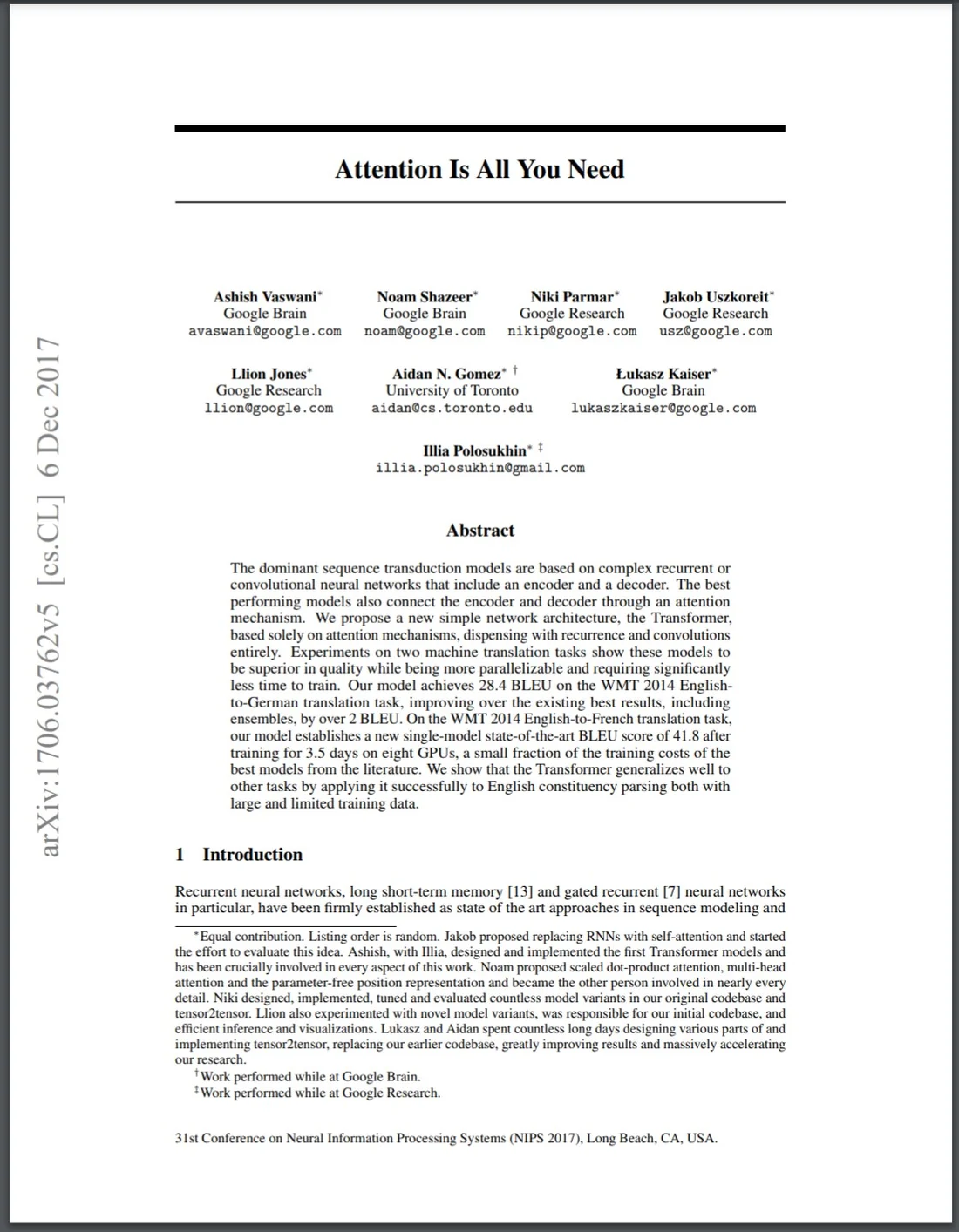 Visual for this record: A 2017 paper replaced recurrence with attention alone